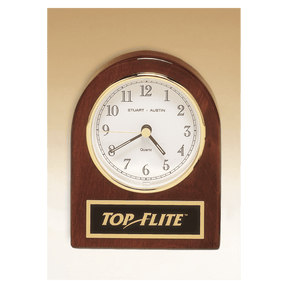 4 1/4" x 3 1/2" Rosewood Piano Finish Desk Clock with Black Plate