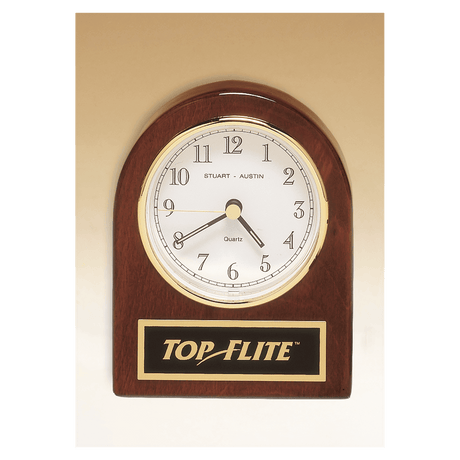 4 1/4" x 3 1/2" Rosewood Piano Finish Desk Clock with Black Plate