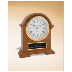7 1/2" x 8 1/2" Napolean Clock,Traditional Style, Deep Hand Rubbed Mahogany Finish with Black Plate
