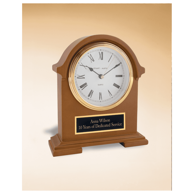 7 1/2" x 8 1/2" Napolean Clock,Traditional Style, Deep Hand Rubbed Mahogany Finish with Black Plate