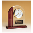 7 1/2" x 7 7/8" Arch Clock with Glass Upright and Rosewood Piano Finish Post and Base with Plate