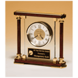 7" x 7" Glass and Rosewood Piano Finish Clock with  Gold Metal Accents and Black Plate