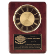 12" x 15" Rosewood Piano Finish Clock, Brass Bezel with Glass Lens, Black/Gold Dial with Black Plate