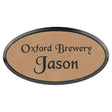 Light Brown 3" x 1 1/2" Laserable Leatherette Oval Badge & Frame