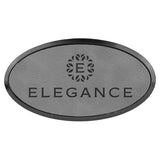 Gray 3" x 1 1/2" Laserable Leatherette Oval Badge & Frame