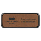 Dark Brown 3" x 1" Laserable Leatherette Round Corner Badge & Frame