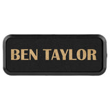 Black/Gold 3" x 1" Laserable Leatherette Round Corner Badge & Frame