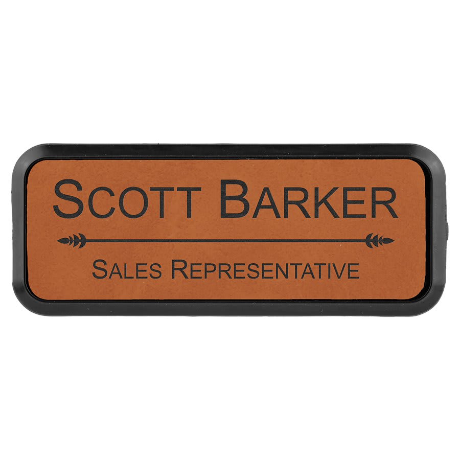 Rawhide 3" x 1" Laserable Leatherette Round Corner Badge & Frame