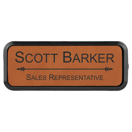 Rawhide 3" x 1" Laserable Leatherette Round Corner Badge & Frame
