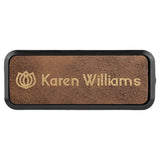 Rustic/Gold 3" x 1" Laserable Leatherette Round Corner Badge & Frame