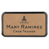 Light Brown 3" x 1 1/2" Laserable Leatherette Round Corner Badge & Frame