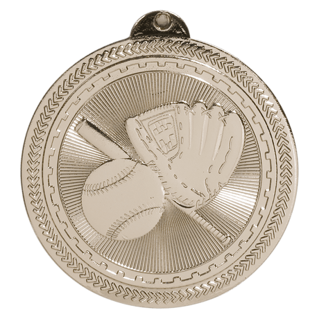 Bright Silver 2" Baseball/Softball Laserable BriteLazer Medal