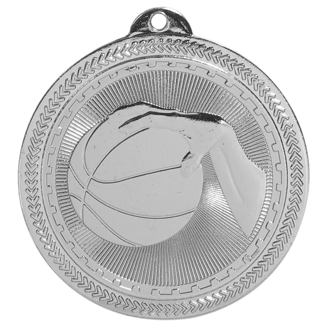 Bright Silver 2" Basketball Laserable BriteLazer Medal