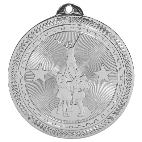 Bright Silver 2" Competitive Cheer Laserable BriteLazer Medal