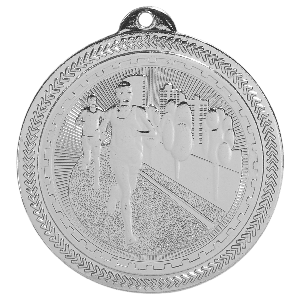 Bright Silver 2" Cross Country Laserable BriteLazer Medal