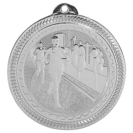 Bright Silver 2" Cross Country Laserable BriteLazer Medal