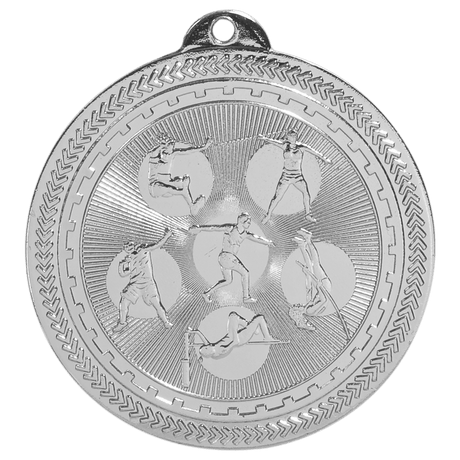 Bright Silver 2" Field Events Laserable BriteLazer Medal