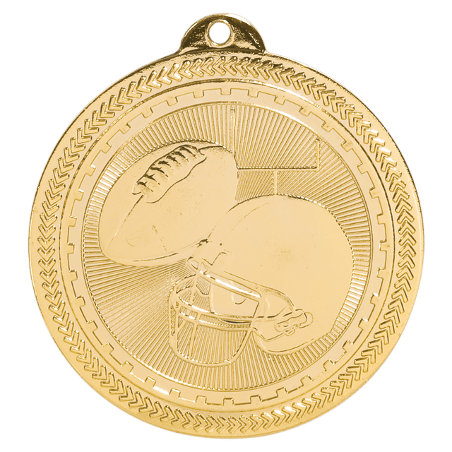 Bright Gold 2" Football Laserable BriteLazer Medal