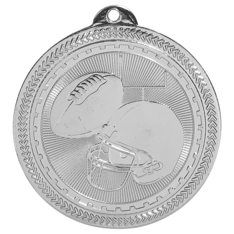 Bright Silver 2" Football Laserable BriteLazer Medal