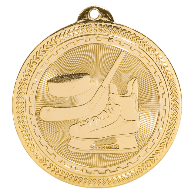 Bright Gold 2" Hockey Laserable BriteLazer Medal