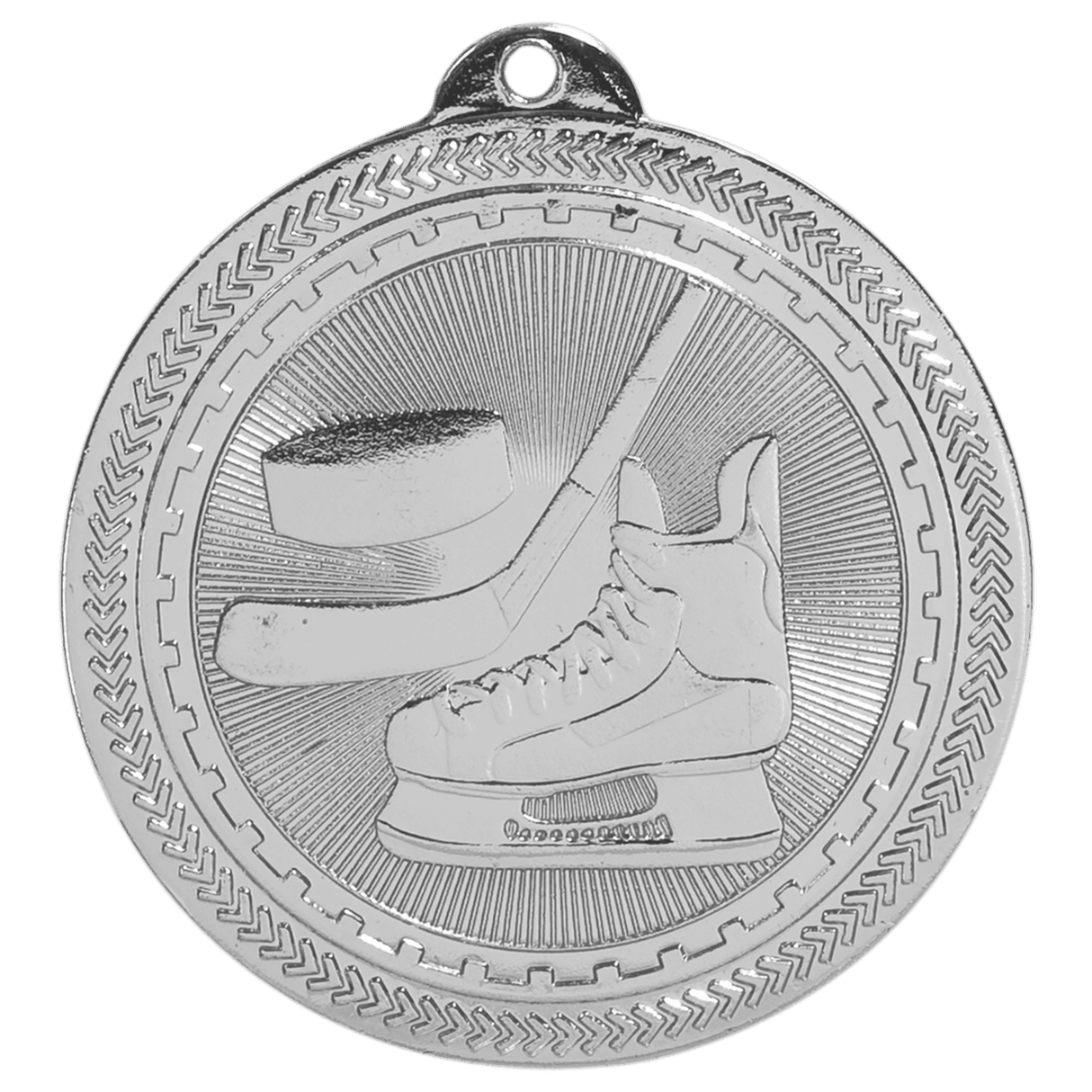 Bright Silver 2" Hockey Laserable BriteLazer Medal
