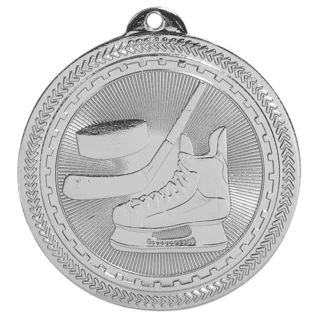 Bright Silver 2" Hockey Laserable BriteLazer Medal