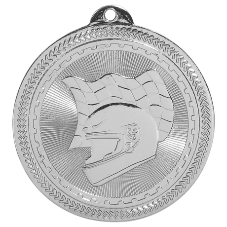 Bright Silver 2" Racing Laserable BriteLazer Medal