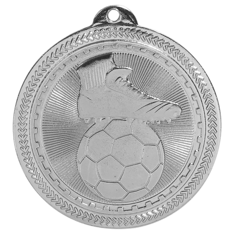 Bright Silver 2" Soccer Laserable BriteLazer Medal
