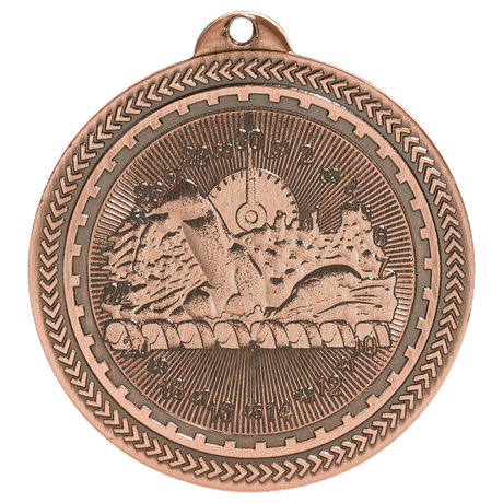 Antique Bronze 2" Swimming Laserable BriteLazer Medal
