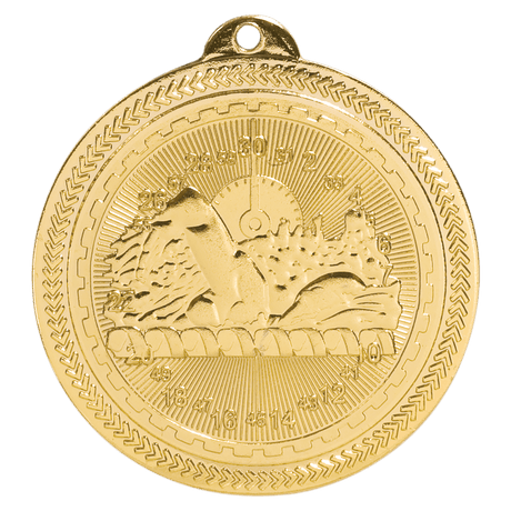 Bright Gold 2" Swimming Laserable BriteLazer Medal