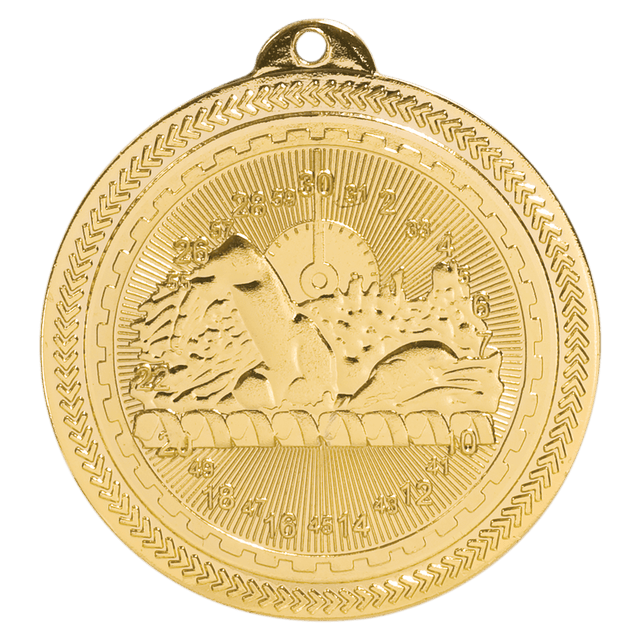 Bright Gold 2" Swimming Laserable BriteLazer Medal