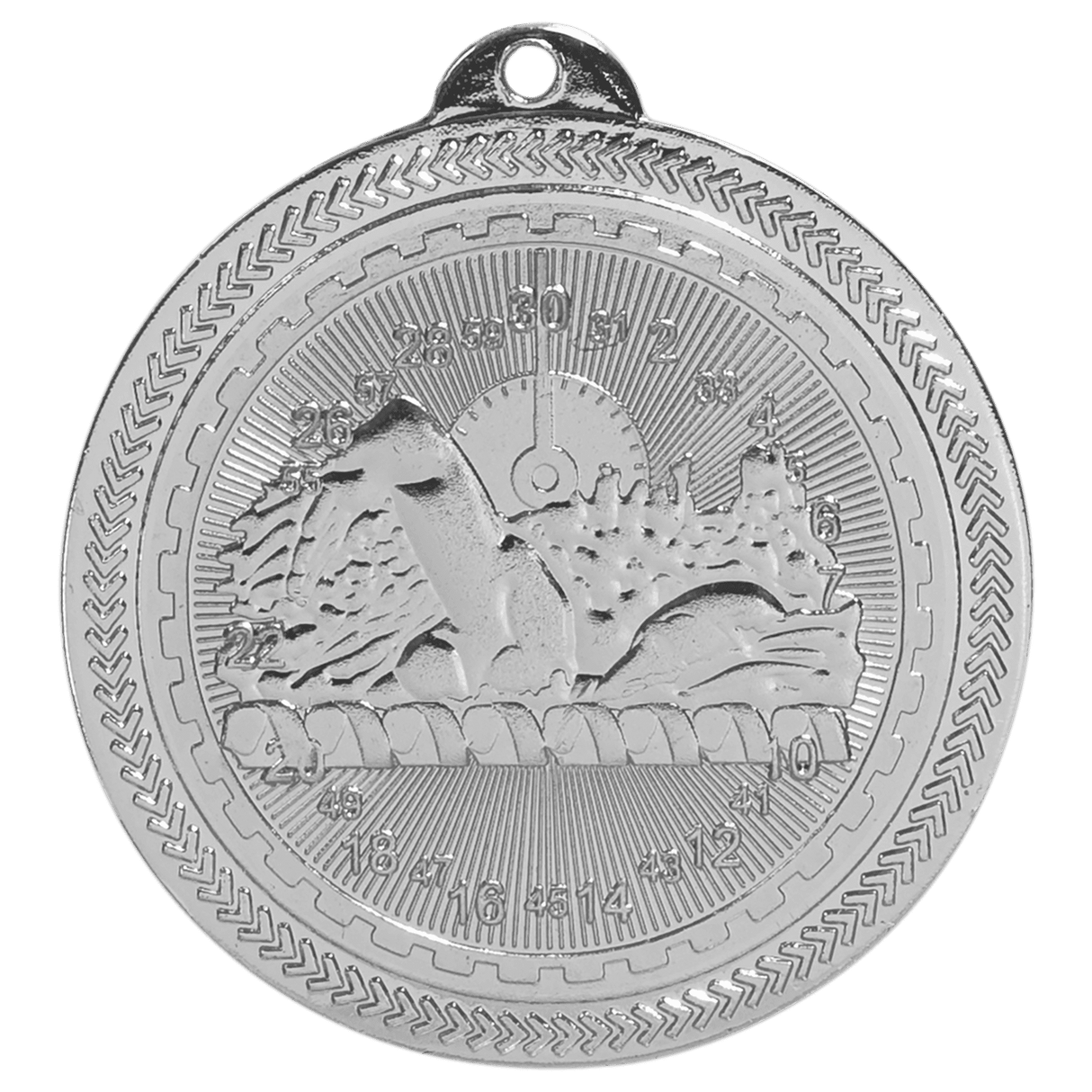 Bright Silver 2" Swimming Laserable BriteLazer Medal