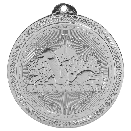 Bright Silver 2" Swimming Laserable BriteLazer Medal