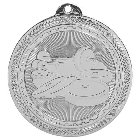Bright Silver 2" Weightlifting Laserable BriteLazer Medal