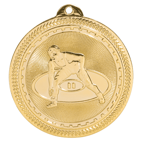Bright Gold 2" Wrestling Laserable BriteLazer Medal