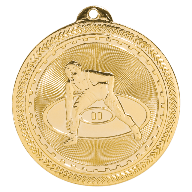 Bright Gold 2" Wrestling Laserable BriteLazer Medal