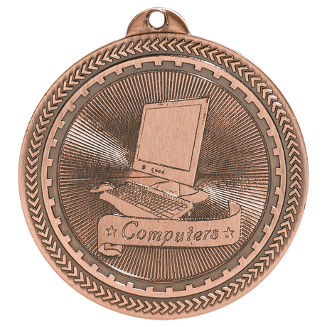 Antique Bronze 2" Computers Laserable BriteLazer Medal