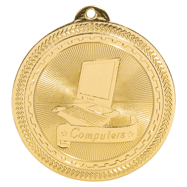 Bright Gold 2" Computers Laserable BriteLazer Medal