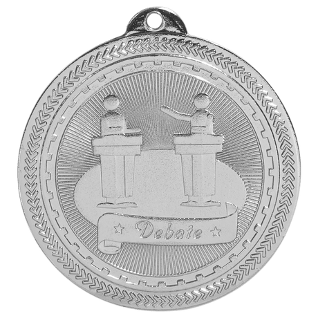 Bright Silver 2" Debate Laserable BriteLazer Medal