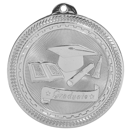 Bright Silver 2" Graduate Laserable BriteLazer Medal