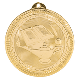 2" Lamp of Knowledge Laserable BriteLazer Medal