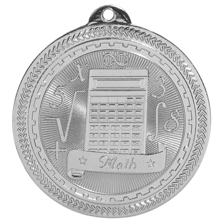 Bright Silver 2" Math Laserable BriteLazer Medal