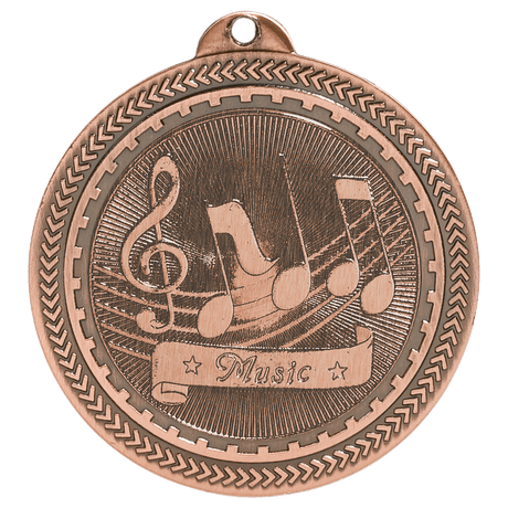 Antique Bronze 2" Music Laserable BriteLazer Medal