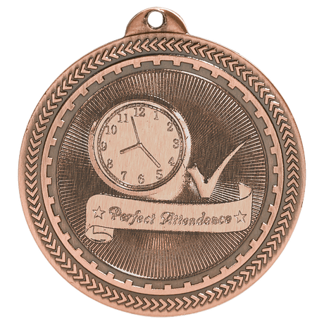 Antique Bronze 2" Perfect Attendance Laserable BriteLazer Medal