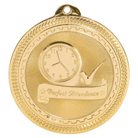 Bright Gold 2" Perfect Attendance Laserable BriteLazer Medal
