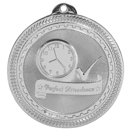 Bright Silver 2" Perfect Attendance Laserable BriteLazer Medal