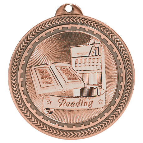 Antique Bronze 2" Reading Laserable BriteLazer Medal