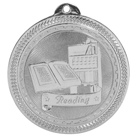 Bright Silver 2" Reading Laserable BriteLazer Medal
