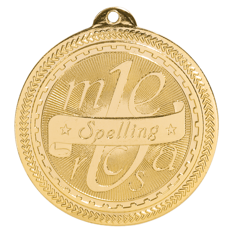 Bright Gold 2" Spelling Laserable BriteLazer Medal