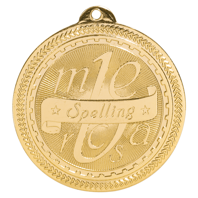Bright Gold 2" Spelling Laserable BriteLazer Medal